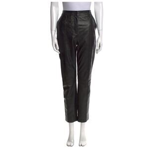 VICTORIA BECKHAM Lamb Leather Straight Leg Pants 8